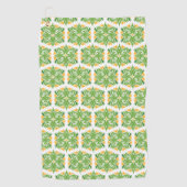 緑の花、花の模様、花の模様 ゴルフタオル (正面)