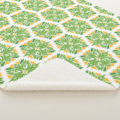 緑の花、花の模様、花の模様 シェルパブランケット (3/4)