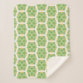 緑の花、花の模様、花の模様 シェルパブランケット (正面)