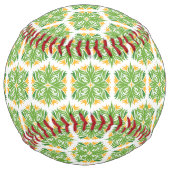 緑の花、花の模様、花の模様 ソフトボール (裏面)