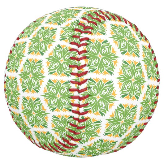 緑の花、花の模様、花の模様 ソフトボール (アングル)