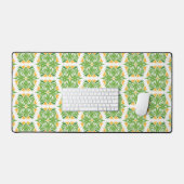 緑の花、花の模様、花の模様 デスクマット (キーボード&マウス)