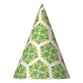 緑の花、花の模様、花の模様 パーティーハット (左)