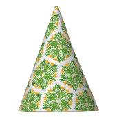緑の花、花の模様、花の模様 パーティーハット (右)