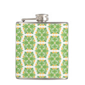 緑の花、花の模様、花の模様 フラスク (正面)