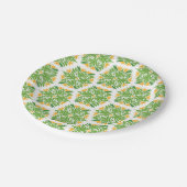 緑の花、花の模様、花の模様 ペーパープレート (アングル)