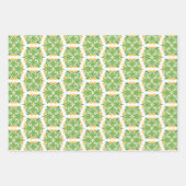 緑の花、花の模様、花の模様 ラッピングペーパーシート (正面)