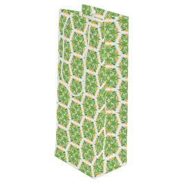 緑の花、花の模様、花の模様 ワインギフトバッグ