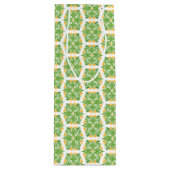 緑の花、花の模様、花の模様 ワインギフトバッグ (正面)