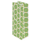 緑の花、花の模様、花の模様 ワインギフトバッグ (正面アングル)