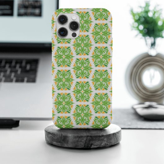 緑の花、花の模様、花の模様 Case-Mate iPhoneケース
