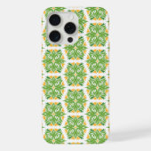 緑の花、花の模様、花の模様 iPhoneケース (裏面)