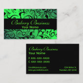 緑の芸術的ダマスクのベーカリーのカードをフェードイン 名刺 (正面/裏面)