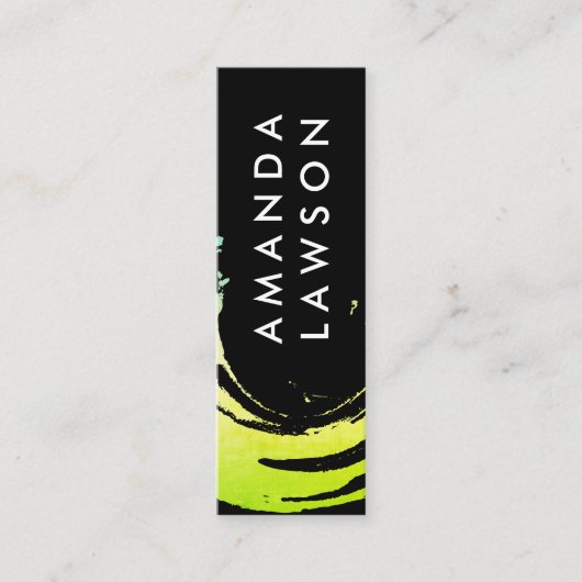 緑の芸術的ブラシストローク スキニー名刺 (正面)