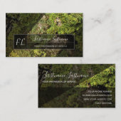 緑の苔の木の表面の灰色の三角形モノグラム 名刺 (正面/裏面)
