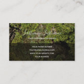 緑の苔の木の表面の灰色の長方形モノグラム 名刺 (裏面)