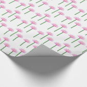 緑の茎にピンクの蓮の花 ラッピングペーパー (角)