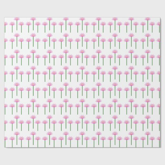緑の茎にピンクの蓮の花 ラッピングペーパー (フラット)