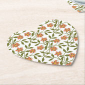 緑の茎のオレンジフラワー ペーパーコースター (アングル)