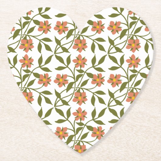 緑の茎のオレンジフラワー ペーパーコースター (正面)