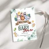 緑の茶色のエステティックサファリ動物の赤ちゃんシャワー 招待状