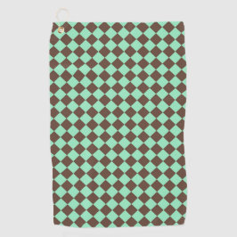 緑の茶色のダイアモンド市松模様にパターン ゴルフタオル
