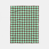 緑の茶色のダイアモンド市松模様にパターン フリースブランケット (正面)