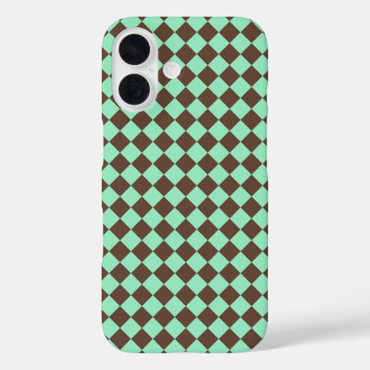 緑の茶色のダイアモンド市松模様にパターン Case-Mate iPhoneケース (裏面)