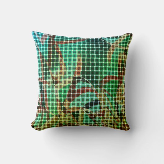 緑の茶色のバスケットスタイルはドライストローに似ている クッション (正面)