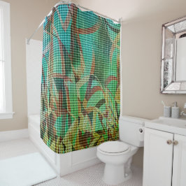 緑の茶色のバスケットスタイルはドライストローに似ている シャワーカーテン