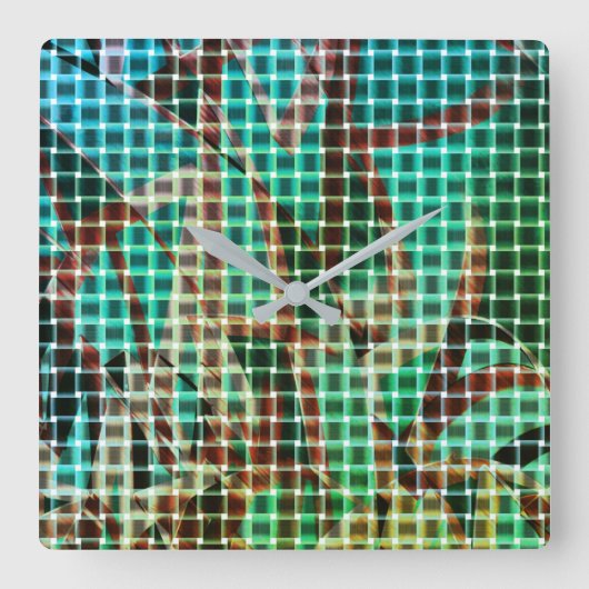 緑の茶色のバスケットスタイルはドライストローに似ている スクエア壁時計 (正面)
