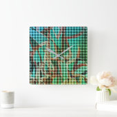 緑の茶色のバスケットスタイルはドライストローに似ている スクエア壁時計 (ホーム)