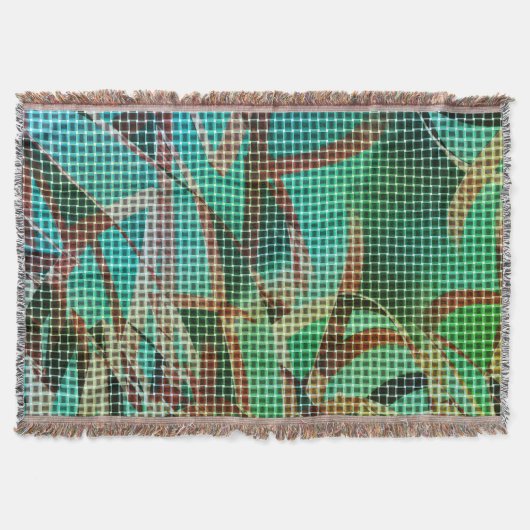 緑の茶色のバスケットスタイルはドライストローに似ている スローブランケット (正面)