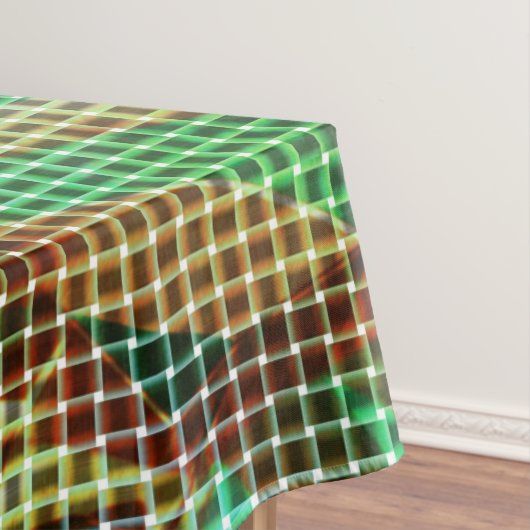 緑の茶色のバスケットスタイルはドライストローに似ている テーブルクロス (インサイチュ)