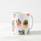 緑の茶色のポットサボパターン コーヒーマグカップ (正面右)