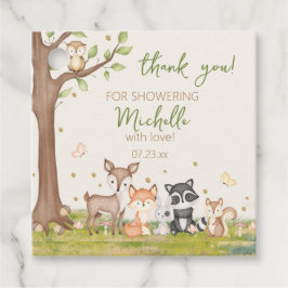 緑の茶色の男の子の水色ウッドランドアニマルズスクエア フェイバータグ