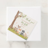 緑の茶色の男の子の水色ウッドランドアニマルズスクエア フェイバータグ (インサイチュ)