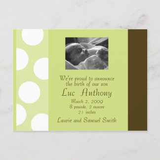 緑の茶色の白いドット葉書（カスタマイズ可能） 案内ポストカード