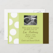 緑の茶色の白いドット葉書（カスタマイズ可能） 案内ポストカード (正面/裏面)