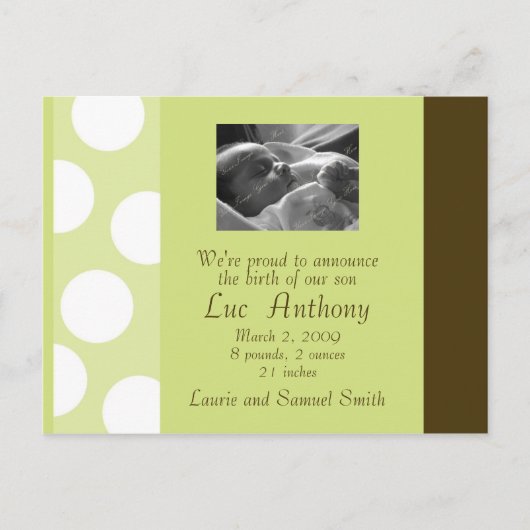 緑の茶色の白いドット葉書（カスタマイズ可能） 案内ポストカード (正面)