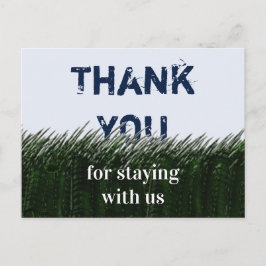 緑の草と空のゲスト感謝メッセージ ポストカード