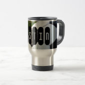 緑の草のコーヒーに白黒のサッカーボール トラベルマグ (正面右)