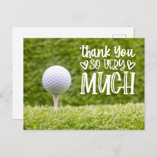緑の草の上で多くありがとうゴルフボール ポストカード (正面/裏面)