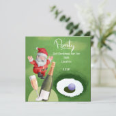 緑の草の上にサンタクロースとゴルフクリスマス 招待状 (スタンド正面)