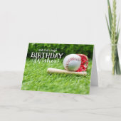 緑の草の上にハッピーバースデーの単語を持つ野球 カード (正面)
