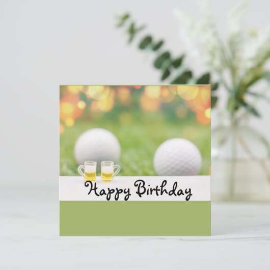 緑の草の上にボールとビールを持つゴルフ誕生日 (スタンド正面)