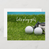 緑の草の上に遊ゴルフボールを置いてゴルフをしましょう ポストカード (正面/裏面)