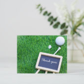 緑の草の上のゴルフサンキューカード ポストカード (スタンド正面)
