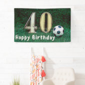 緑の草の上のサッカー40th誕生日 横断幕 (インサイチュ)