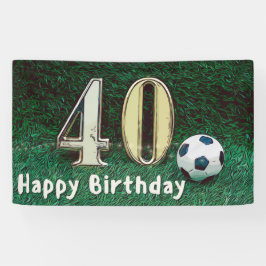 緑の草の上のサッカー40th誕生日 横断幕